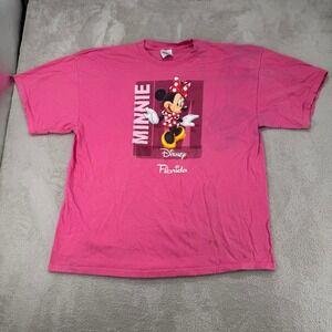 Vintage 90s M&O Knits Disney Minnie Mouse Florida Shirt Mens 2XL Pink Flaws